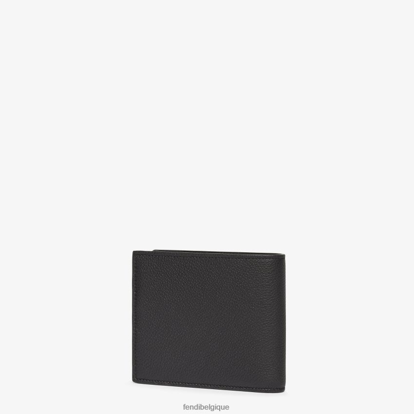 accessoires Fendi portefeuille à deux volets en cuir signature noir hommes 8X8J2J2612 Fendi Belgique