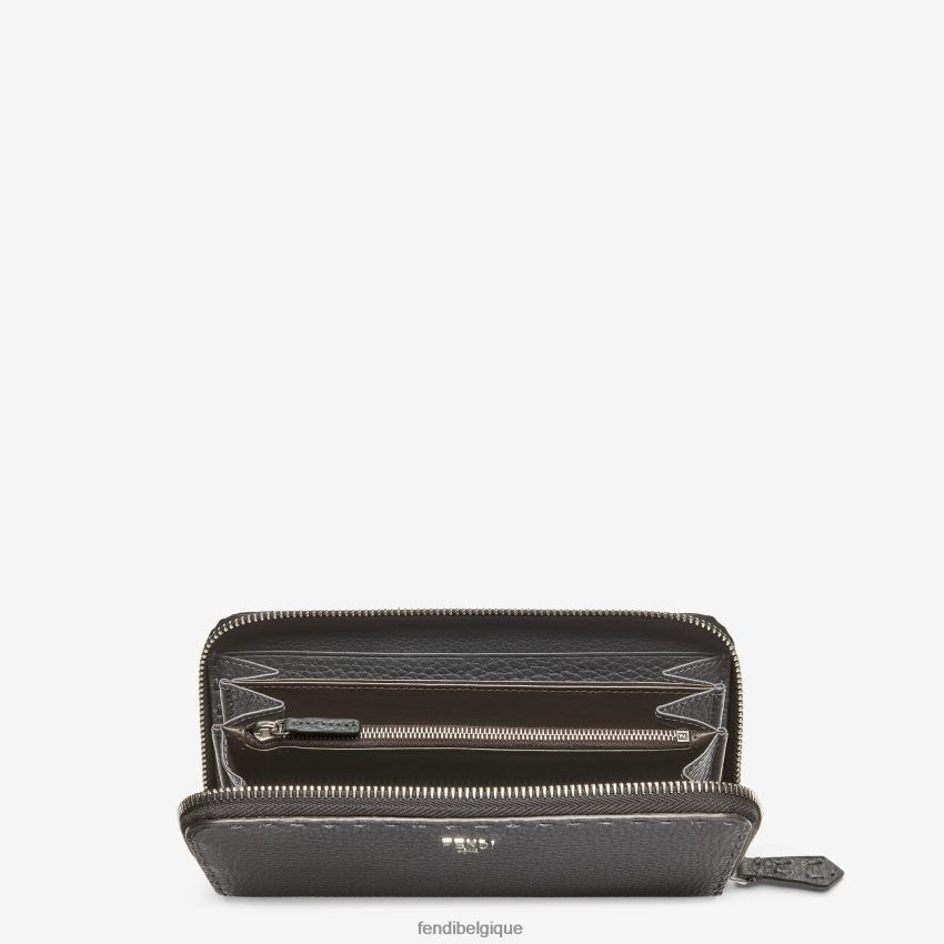 accessoires Fendi portefeuille en cuir Selleria à fermeture éclair gris hommes 8X8J2J2643 Fendi Lunette De Soleil