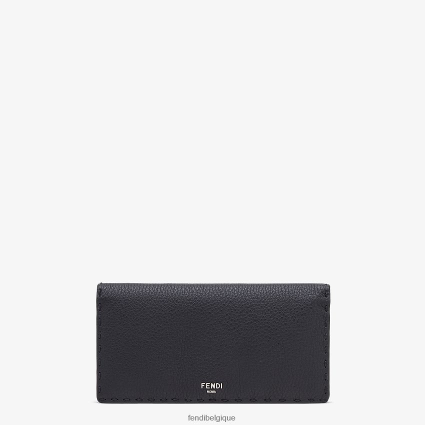 accessoires Fendi portefeuille en cuir Selleria noir hommes 8X8J2J2603 Fendi Belgique