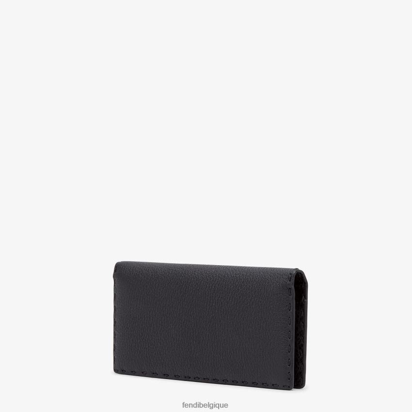 accessoires Fendi portefeuille en cuir Selleria noir hommes 8X8J2J2603 Fendi Belgique
