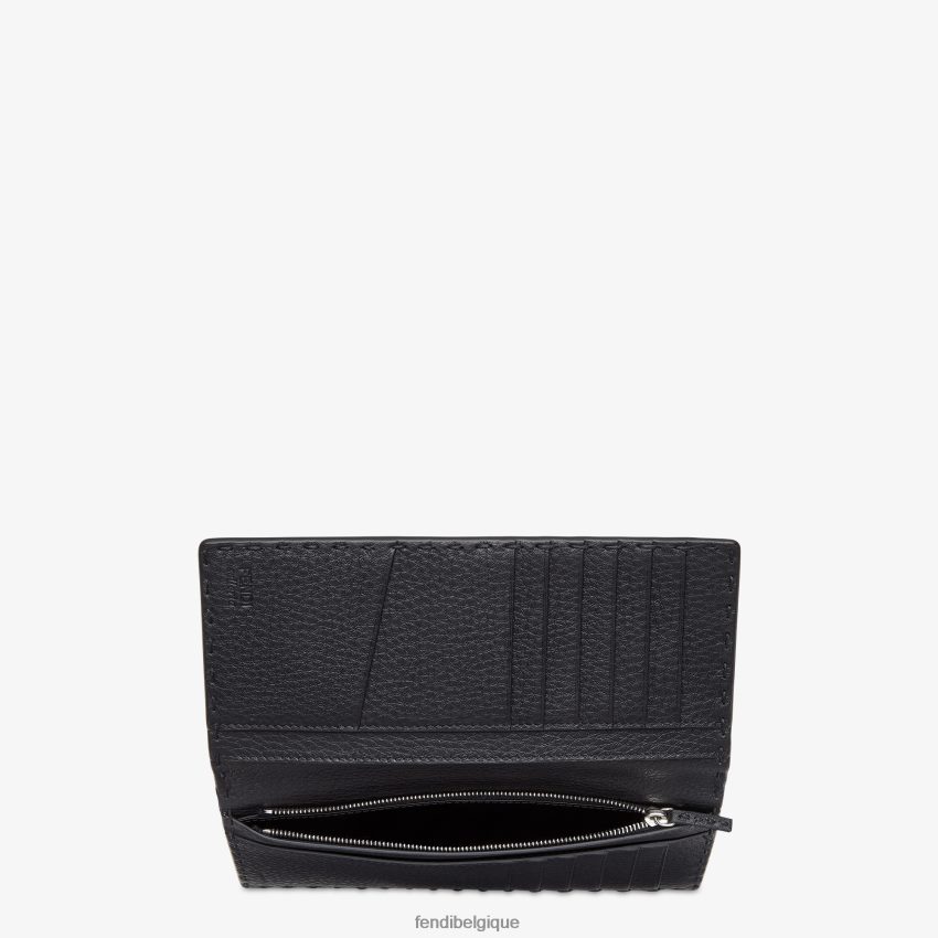 accessoires Fendi portefeuille en cuir Selleria noir hommes 8X8J2J2603 Fendi Belgique