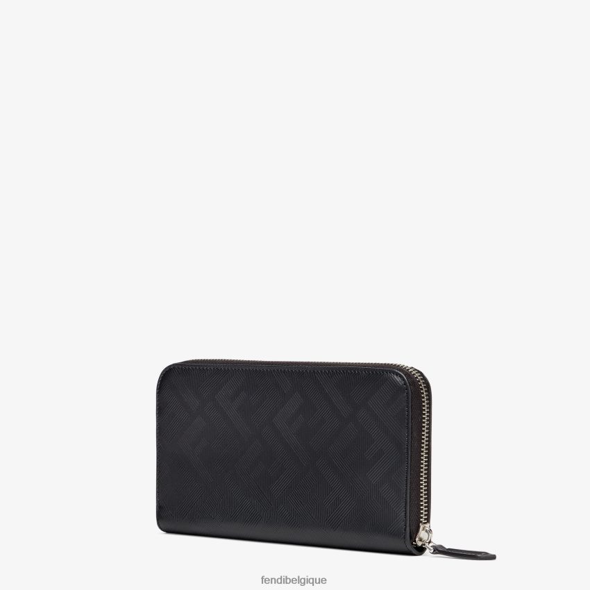 accessoires Fendi portefeuille en cuir zippé en diagonale ombré noir hommes 8X8J2J2642 Fendi Belgique