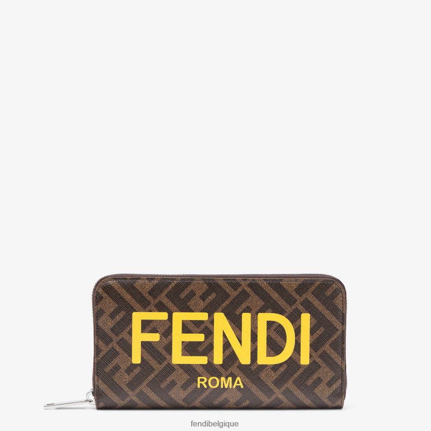 accessoires Fendi portefeuille en tissu brun hommes 8X8J2J2593 Fendi Sac