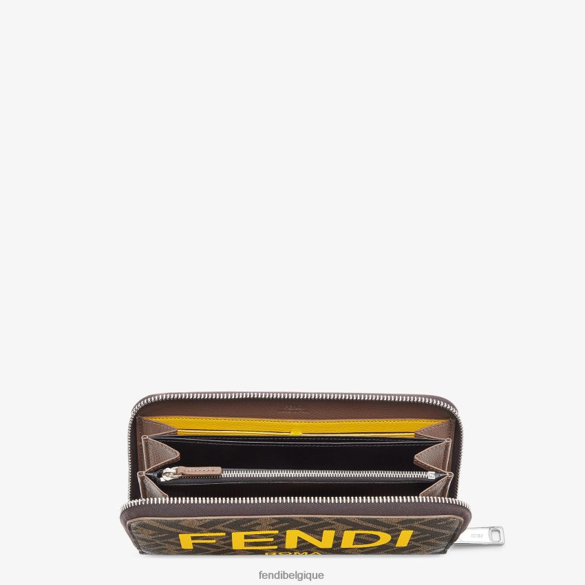 accessoires Fendi portefeuille en tissu brun hommes 8X8J2J2593 Fendi Sac
