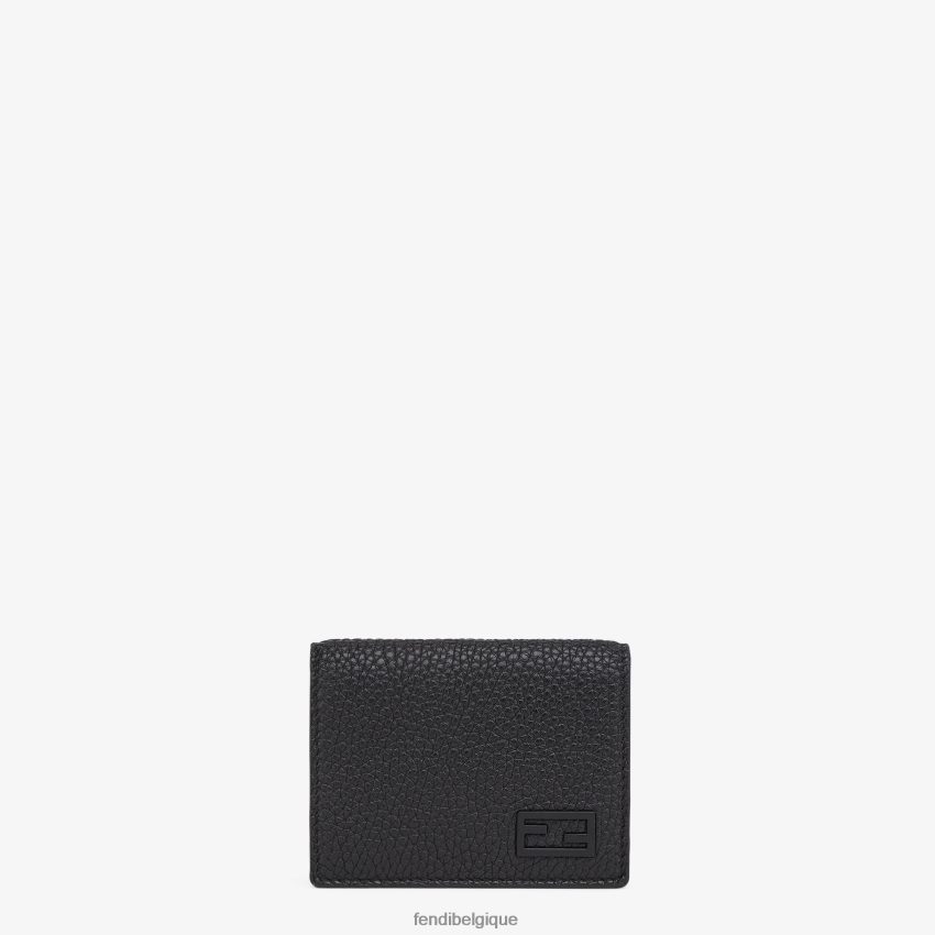 accessoires Fendi portefeuille à trois volets en cuir noir hommes 8X8J2J2666 Fendi Belgique