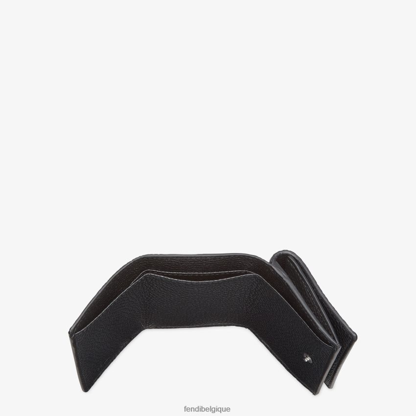 accessoires Fendi portefeuille à trois volets en cuir noir hommes 8X8J2J2666 Fendi Belgique