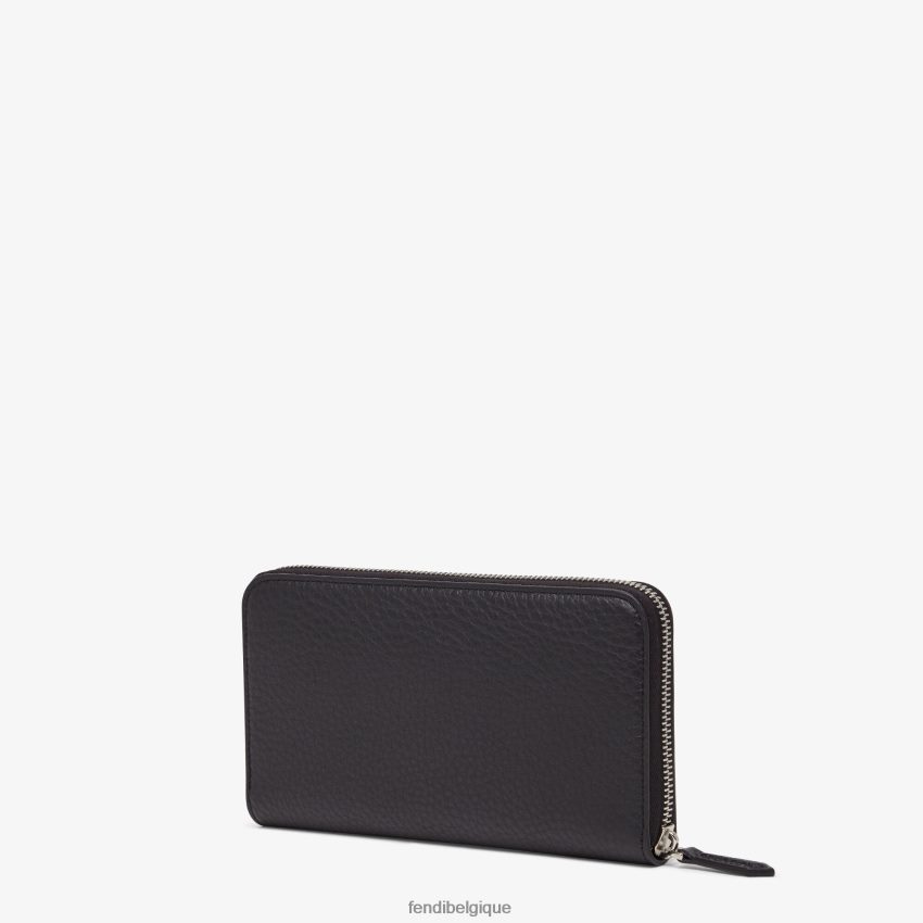 accessoires Fendi portefeuille zippé en cuir Selleria noir hommes 8X8J2J2656 Fendi Sac
