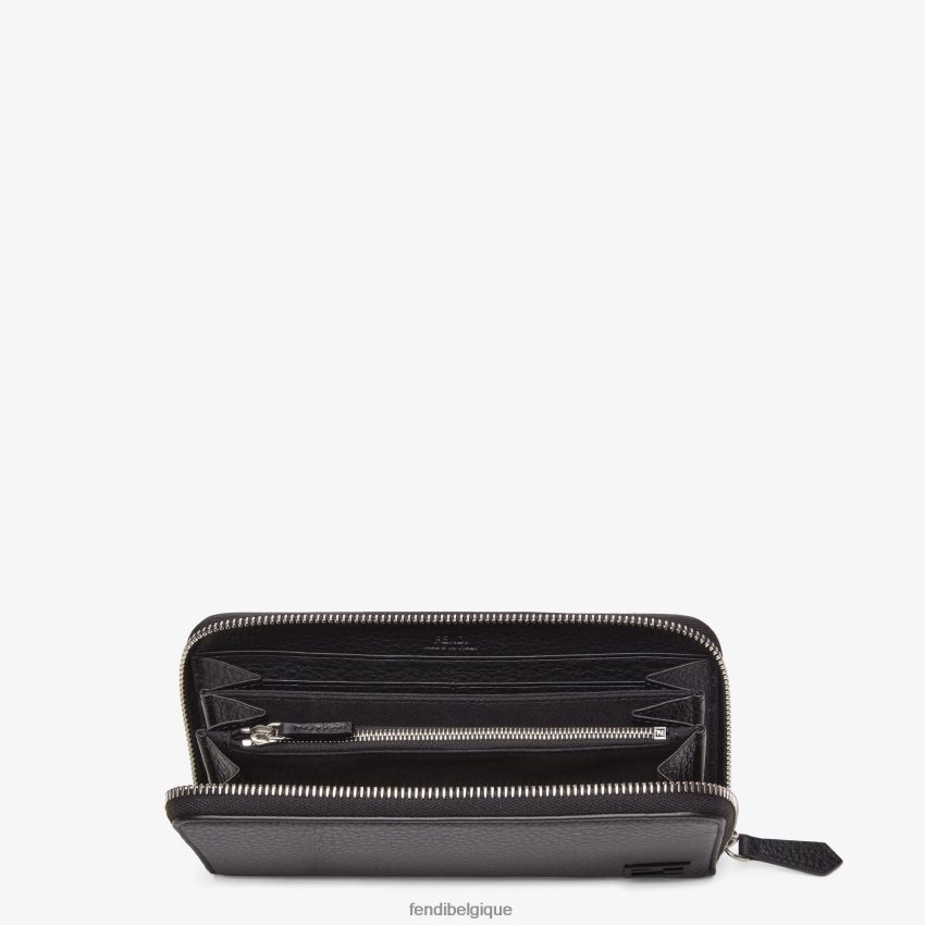 accessoires Fendi portefeuille zippé en cuir Selleria noir hommes 8X8J2J2656 Fendi Sac