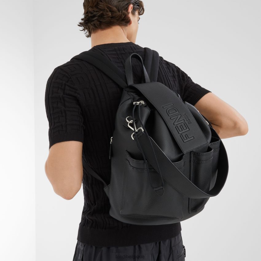 accessoires Fendi sac à dos en cuir noir hommes 8X8J2J1837 Fendi Sac