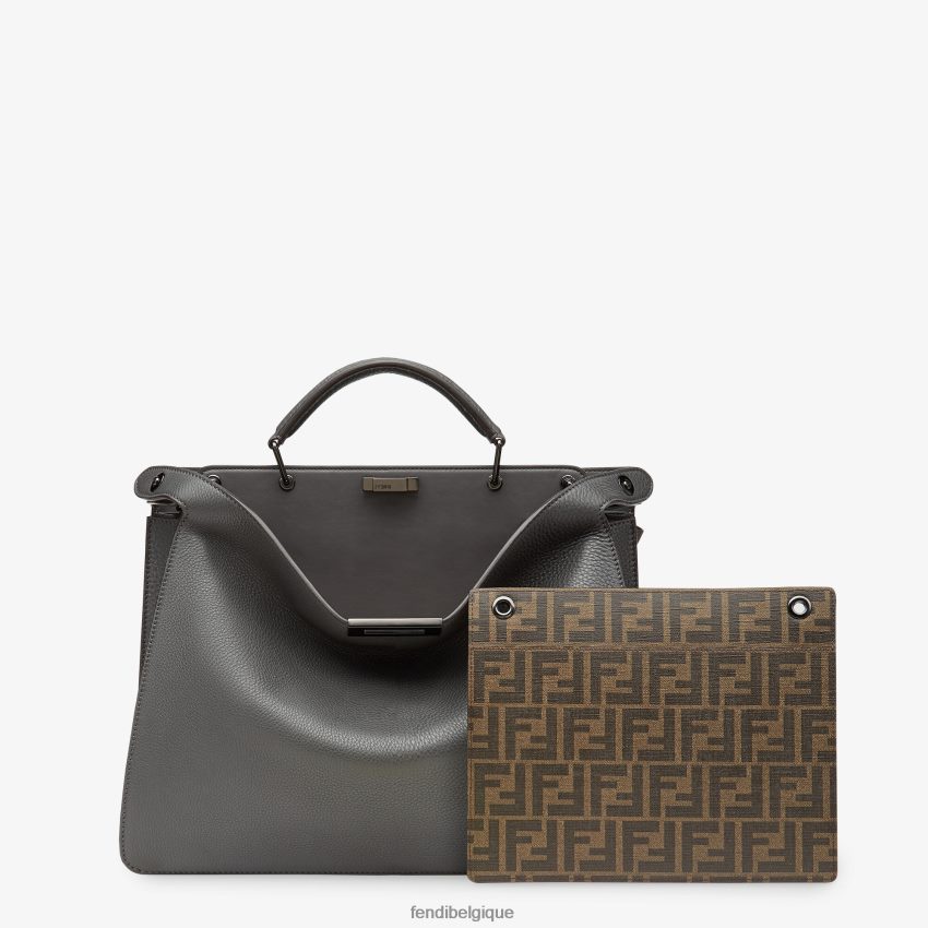 accessoires Fendi peekaboo iseeu sac en cuir moyen gris hommes 8X8J2J1816 Fendi Sac