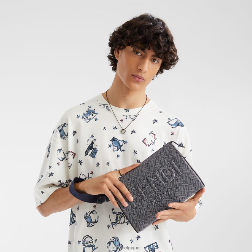 accessoires Fendi pochette en cuir à imprimé ff rayé multicolore hommes 8X8J2J1792 Fendi Sac