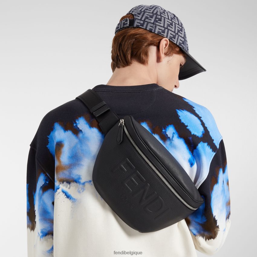 accessoires Fendi sac ceinture en cuir noir hommes 8X8J2J1840 Fendi Sac