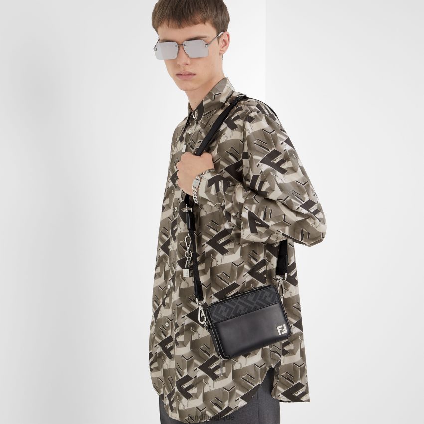 accessoires Fendi sac en cuir et ff noir hommes 8X8J2J1813 Fendi Sac