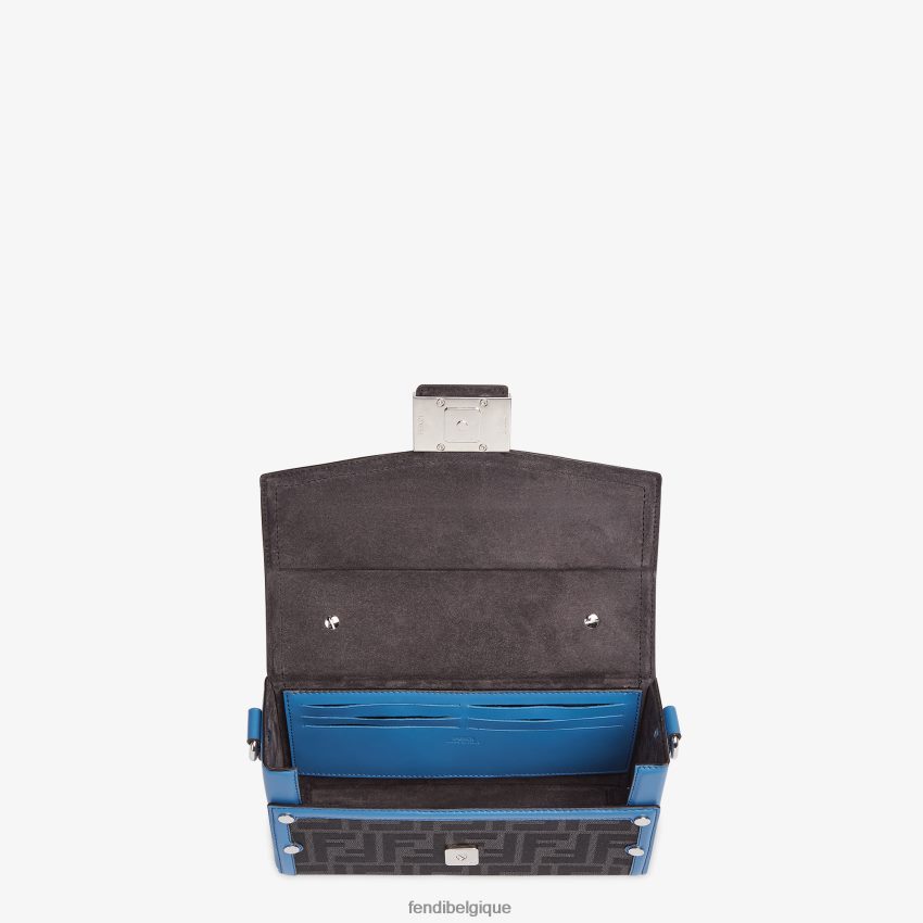 accessoires Fendi sac en cuir et tissu ff bleu hommes 8X8J2J1807 Fendi Sac