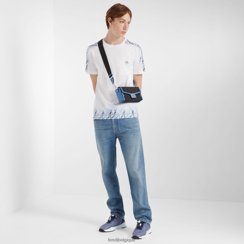 accessoires Fendi sac en cuir et tissu ff bleu hommes 8X8J2J1807 Fendi Sac