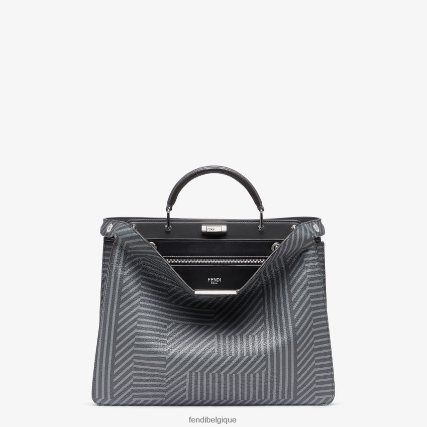 accessoires Fendi sac en cuir imprimé bicolore gris hommes 8X8J2J1819 Fendi Sac