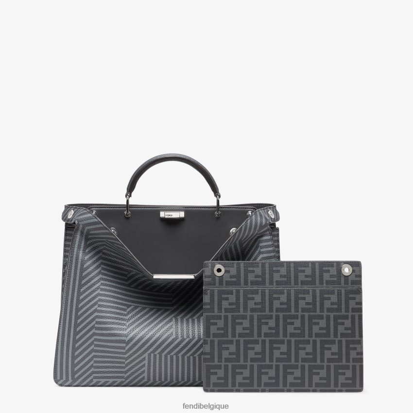 accessoires Fendi sac en cuir imprimé bicolore gris hommes 8X8J2J1819 Fendi Sac