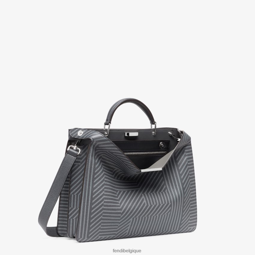 accessoires Fendi sac en cuir imprimé bicolore gris hommes 8X8J2J1819 Fendi Sac