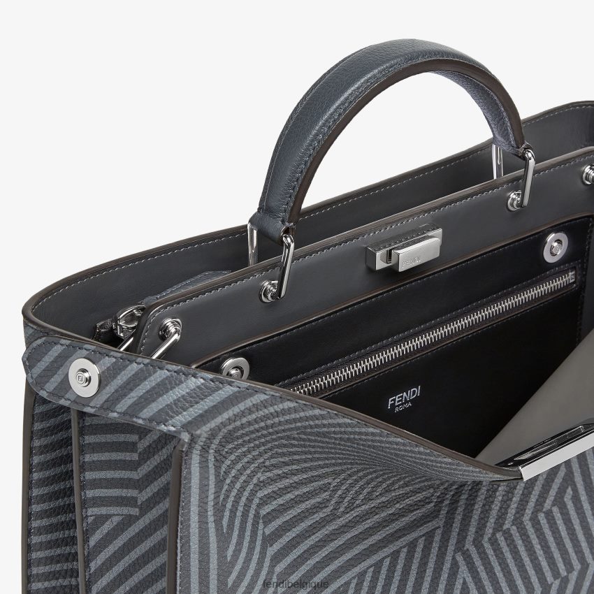 accessoires Fendi sac en cuir imprimé bicolore gris hommes 8X8J2J1819 Fendi Sac