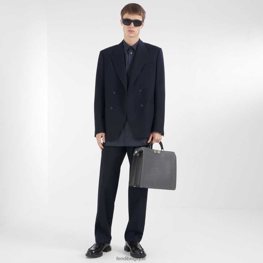 accessoires Fendi sac en cuir imprimé bicolore gris hommes 8X8J2J1819 Fendi Sac