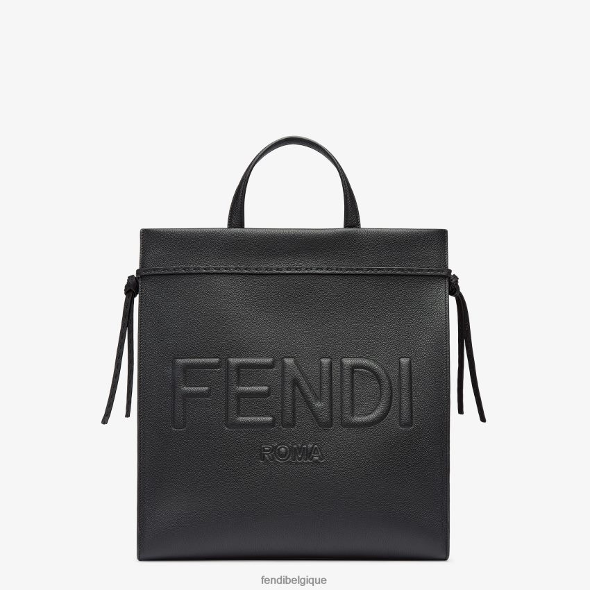 accessoires Fendi sac en cuir moyen aller au shopper noir hommes 8X8J2J1850 Fendi Belgique