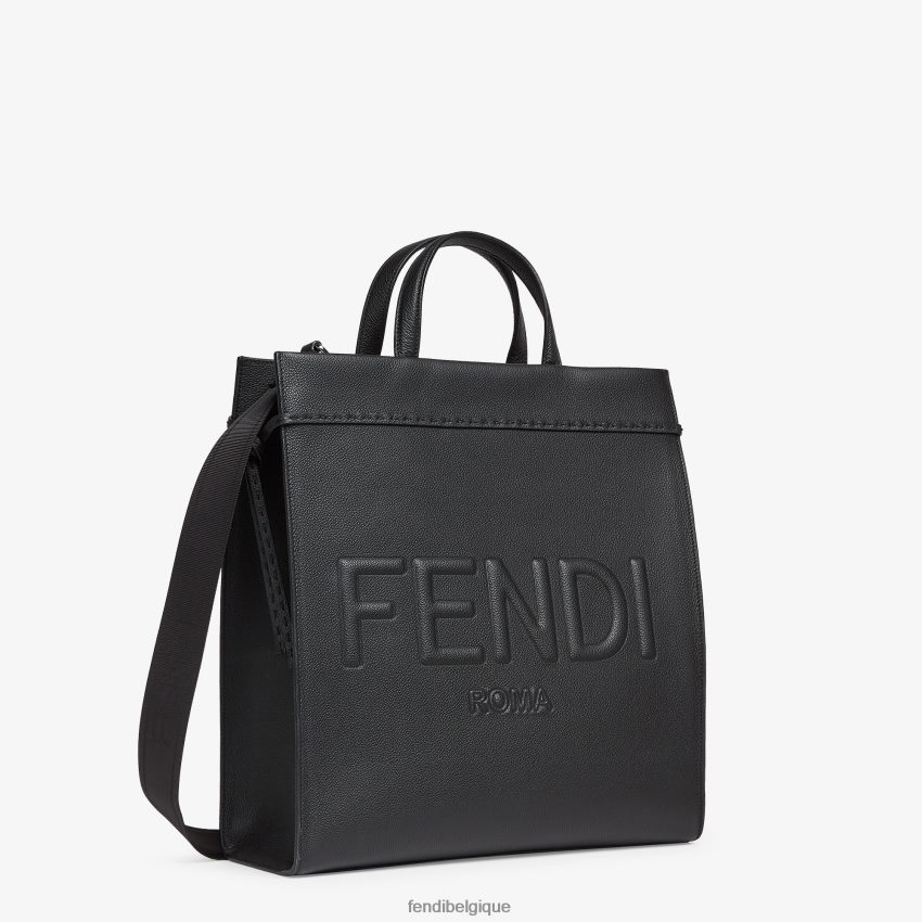 accessoires Fendi sac en cuir moyen aller au shopper noir hommes 8X8J2J1850 Fendi Belgique