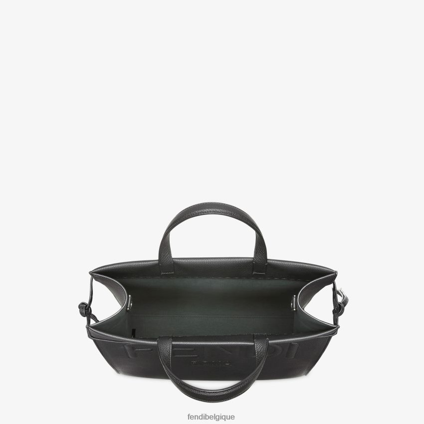 accessoires Fendi sac en cuir moyen aller au shopper noir hommes 8X8J2J1850 Fendi Belgique