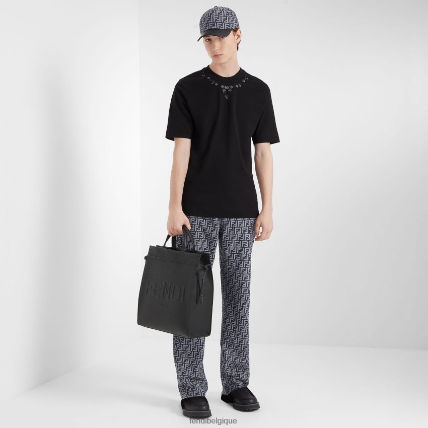 accessoires Fendi sac en cuir moyen aller au shopper noir hommes 8X8J2J1850 Fendi Belgique