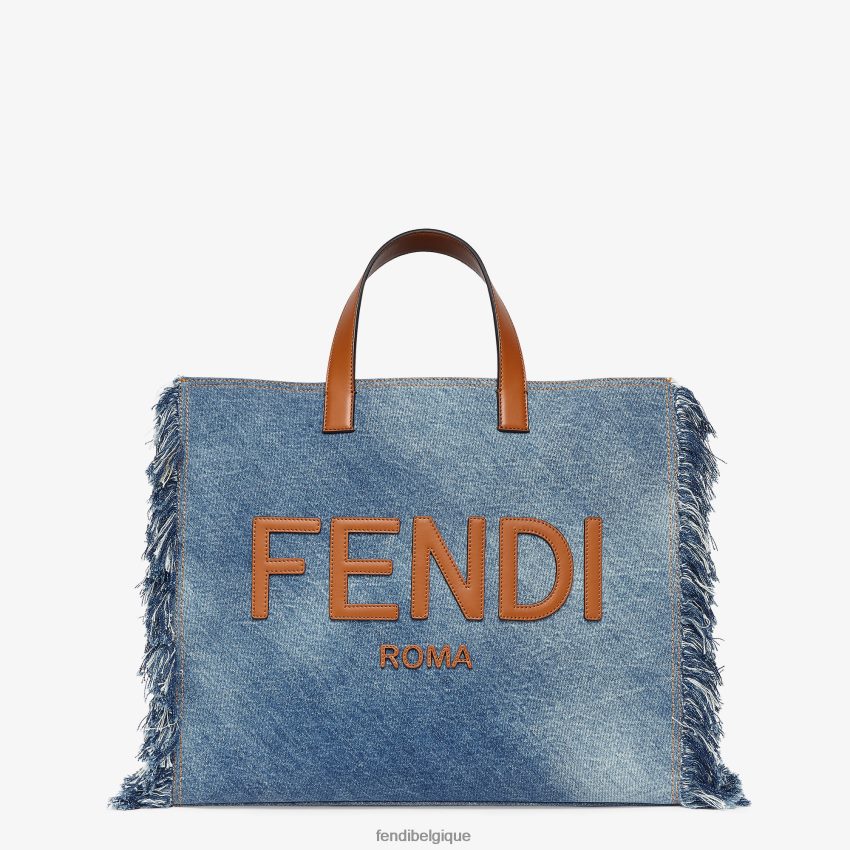 accessoires Fendi sac en jean avec frange bleu hommes 8X8J2J1868 Fendi Belgique