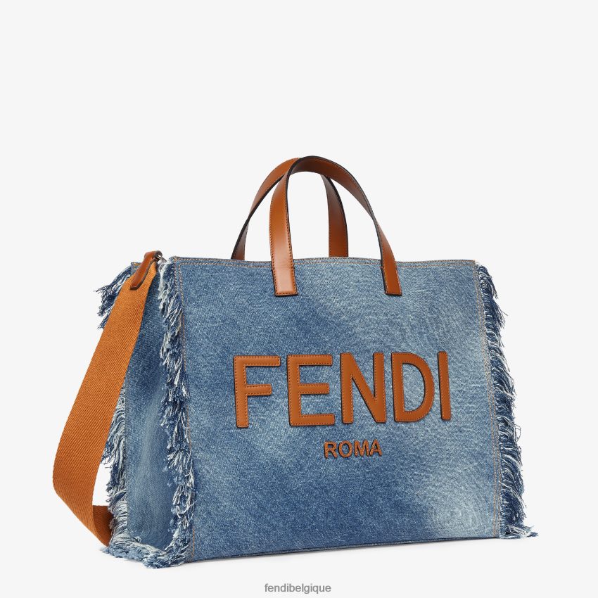 accessoires Fendi sac en jean avec frange bleu hommes 8X8J2J1868 Fendi Belgique