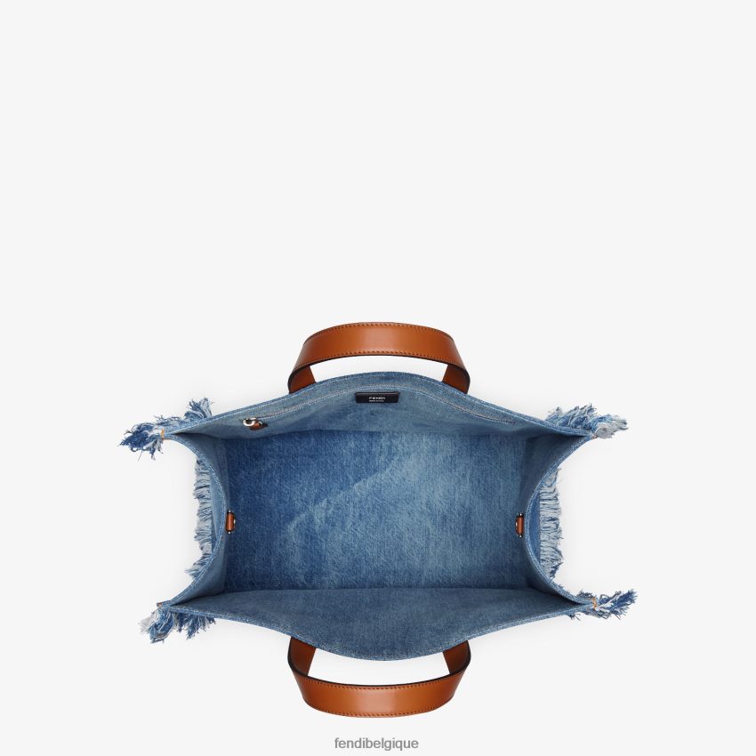 accessoires Fendi sac en jean avec frange bleu hommes 8X8J2J1868 Fendi Belgique