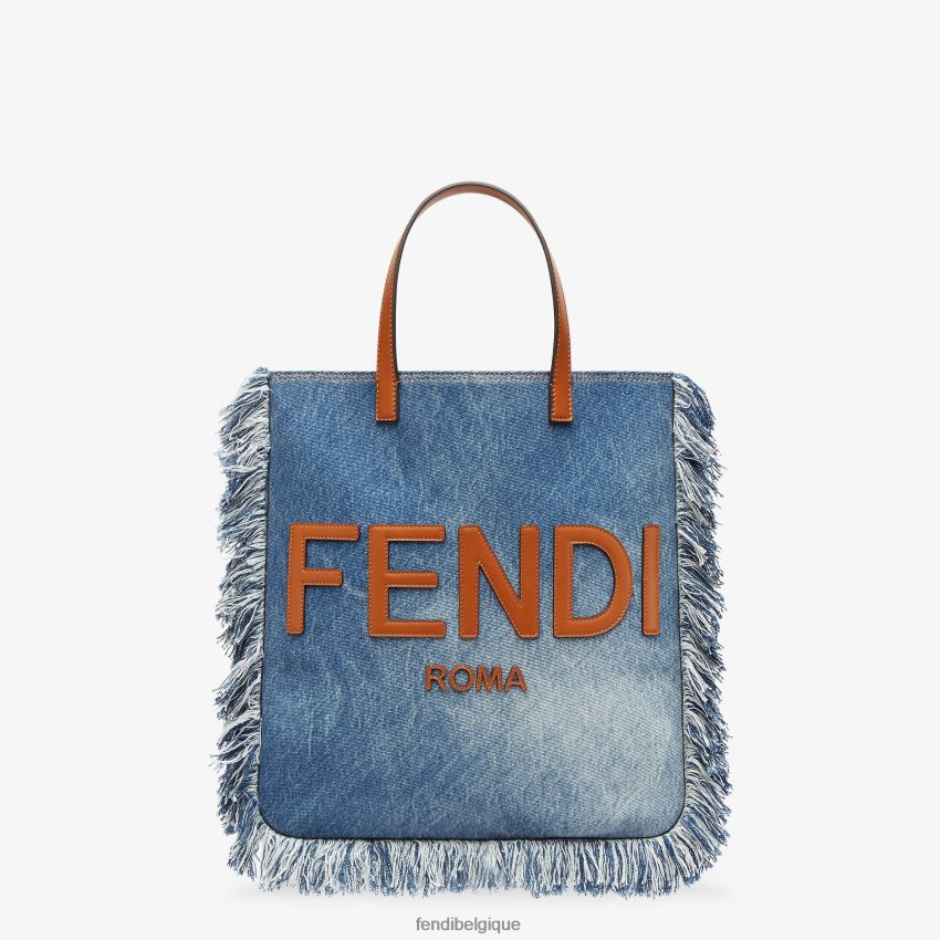 accessoires Fendi sac en jean avec frange bleu hommes 8X8J2J1873 Fendi Sac