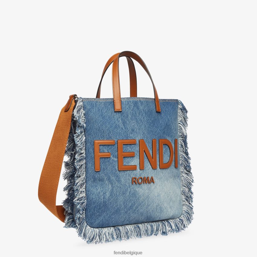 accessoires Fendi sac en jean avec frange bleu hommes 8X8J2J1873 Fendi Sac