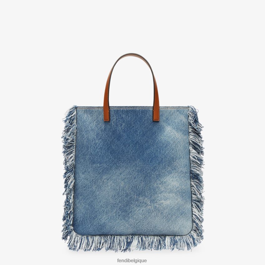 accessoires Fendi sac en jean avec frange bleu hommes 8X8J2J1873 Fendi Sac