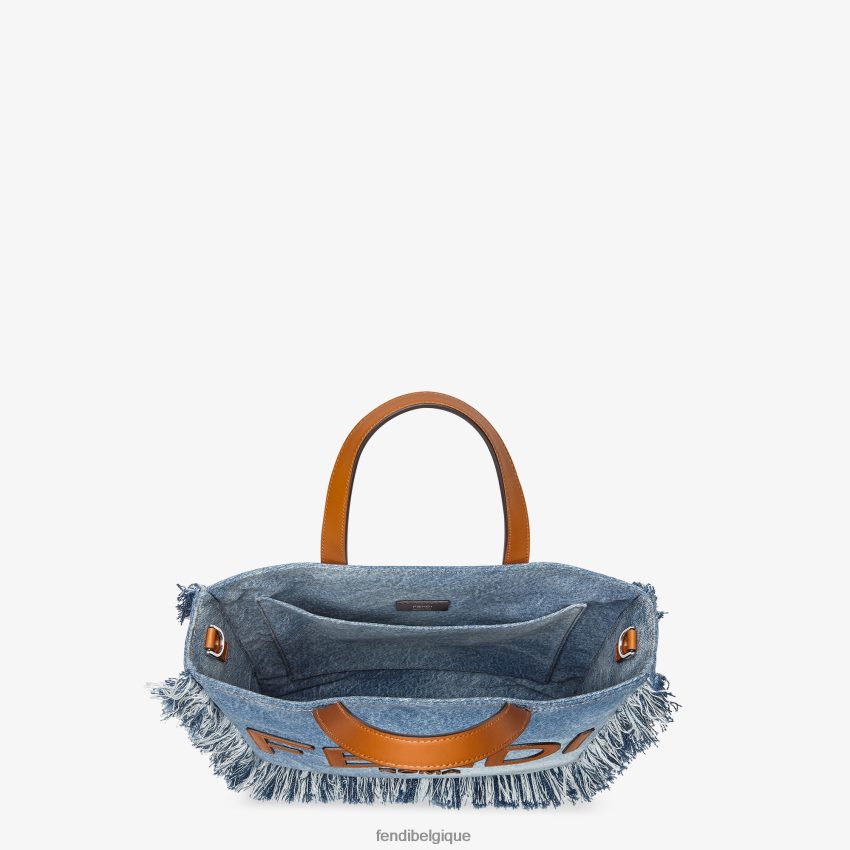accessoires Fendi sac en jean avec frange bleu hommes 8X8J2J1873 Fendi Sac