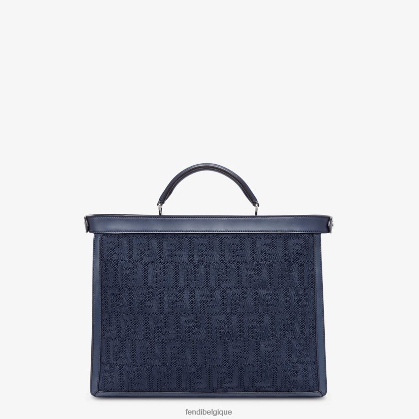 accessoires Fendi sac ff en tricot et cuir bleu hommes 8X8J2J1831 Fendi Sac