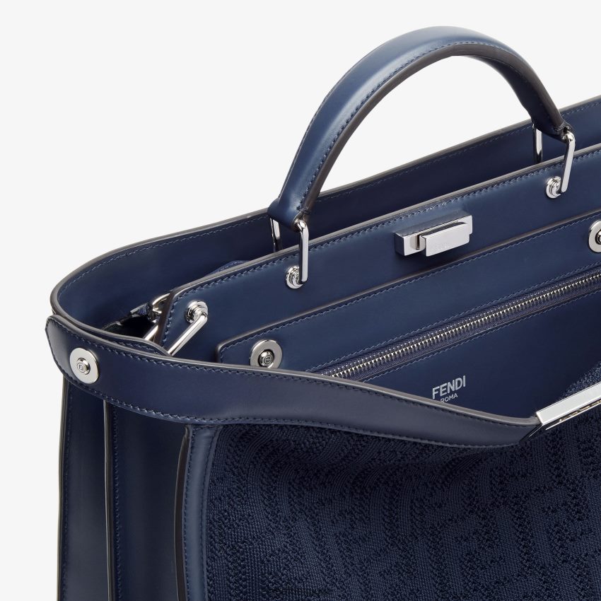 accessoires Fendi sac ff en tricot et cuir bleu hommes 8X8J2J1831 Fendi Sac