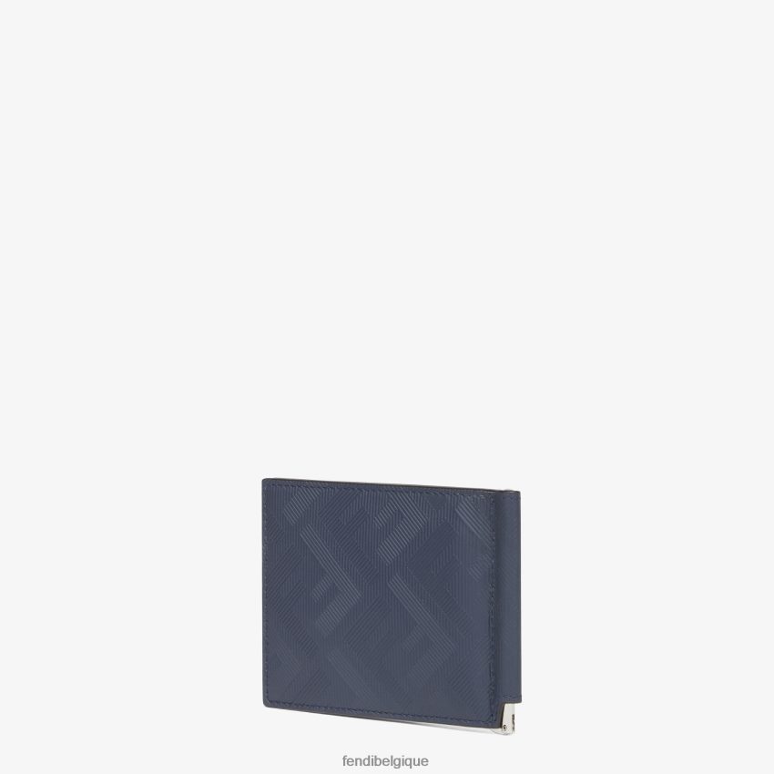 accessoires Fendi pince à billets en cuir bleu hommes 8X8J2J2651 Fendi Belgique