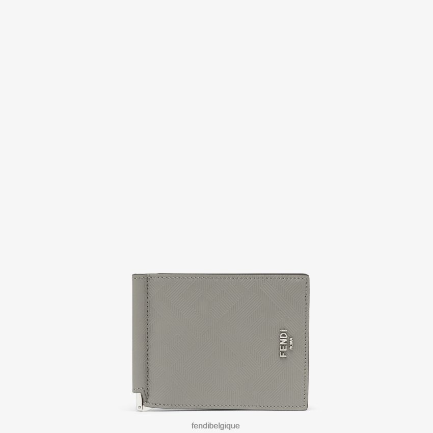 accessoires Fendi pince à billets en cuir colombe gris hommes 8X8J2J2582 Fendi Belgique