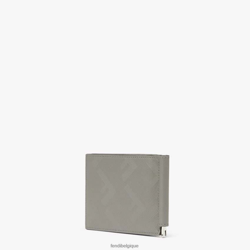 accessoires Fendi pince à billets en cuir colombe gris hommes 8X8J2J2582 Fendi Belgique