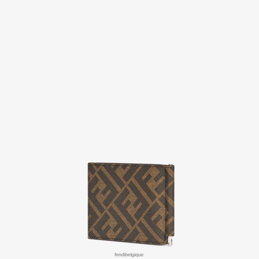 accessoires Fendi pince à billets en tissu brun hommes 8X8J2J2632 Fendi Sac