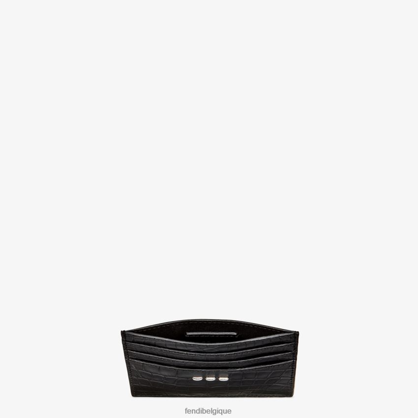 accessoires Fendi porte-cartes en cuir d\'alligator noir hommes 8X8J2J2678 Fendi Belgique