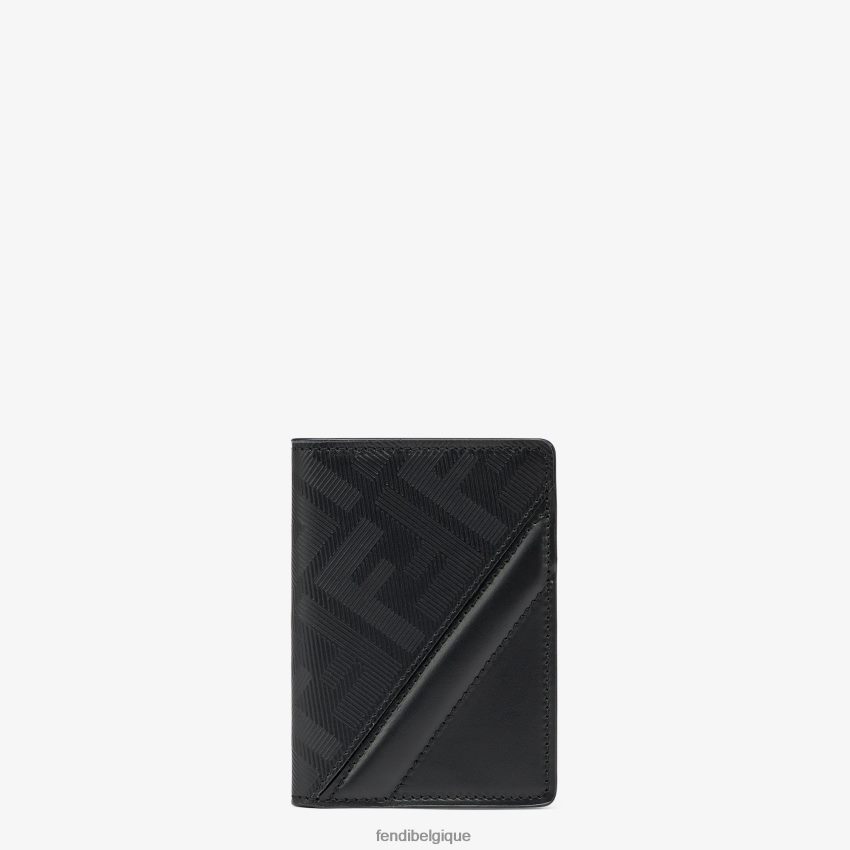 accessoires Fendi porte-cartes en cuir diagonal Shadow noir hommes 8X8J2J2574 Fendi Lunette De Soleil