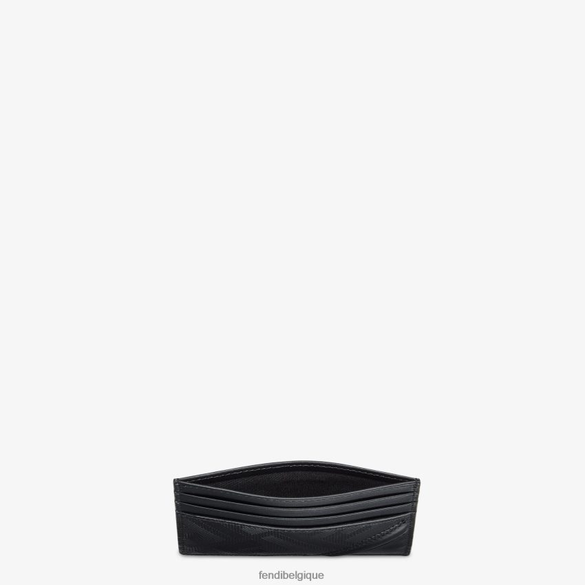 accessoires Fendi porte-cartes en cuir diagonal Shadow noir hommes 8X8J2J2575 Fendi Sac