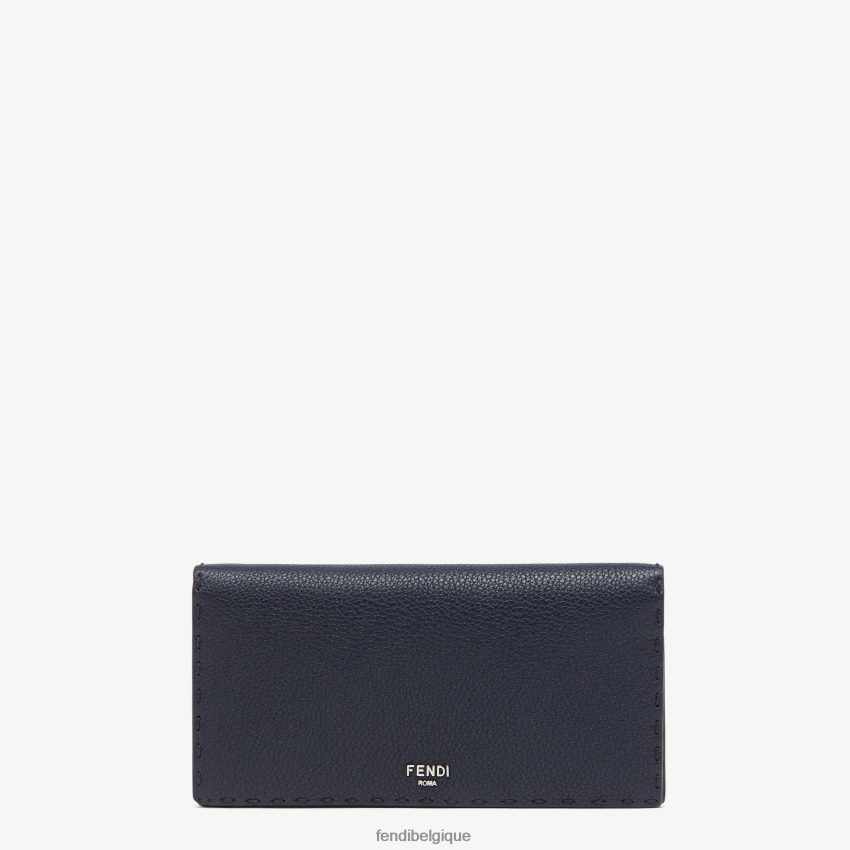 accessoires Fendi porte-cartes en cuir selleria bleu hommes 8X8J2J2639 Fendi Belgique