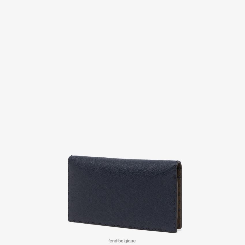 accessoires Fendi porte-cartes en cuir selleria bleu hommes 8X8J2J2639 Fendi Belgique
