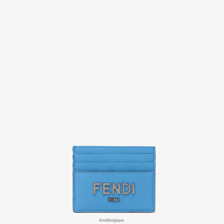 accessoires Fendi porte-cartes en cuir signature bleu clair hommes 8X8J2J2611 Fendi Sac