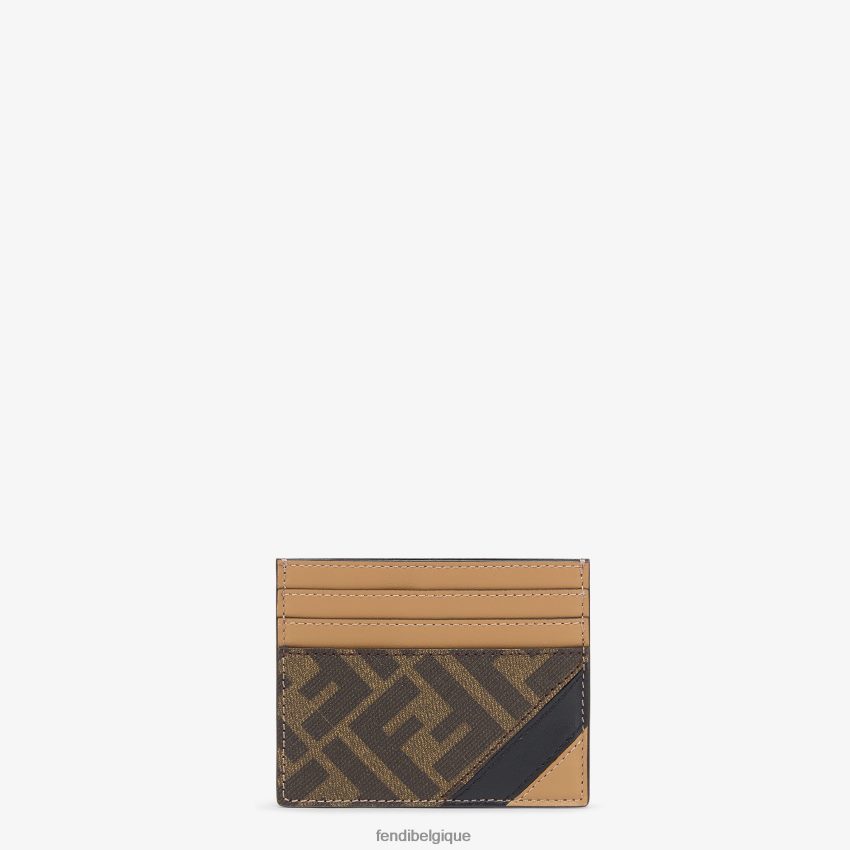accessoires Fendi porte-cartes en tissu brun hommes 8X8J2J2589 Fendi Lunette De Soleil