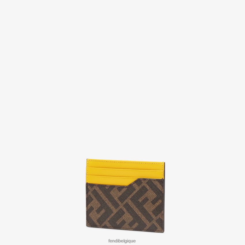 accessoires Fendi porte-cartes en tissu brun hommes 8X8J2J2592 Fendi Lunette De Soleil