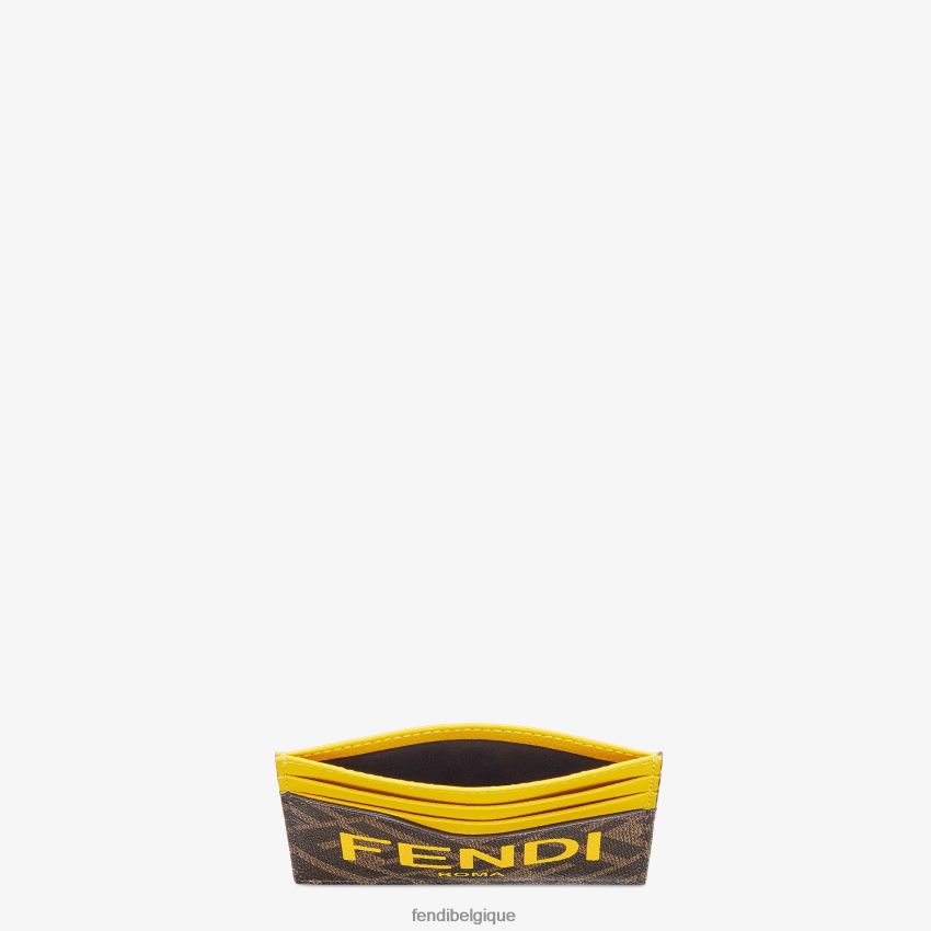 accessoires Fendi porte-cartes en tissu brun hommes 8X8J2J2592 Fendi Lunette De Soleil